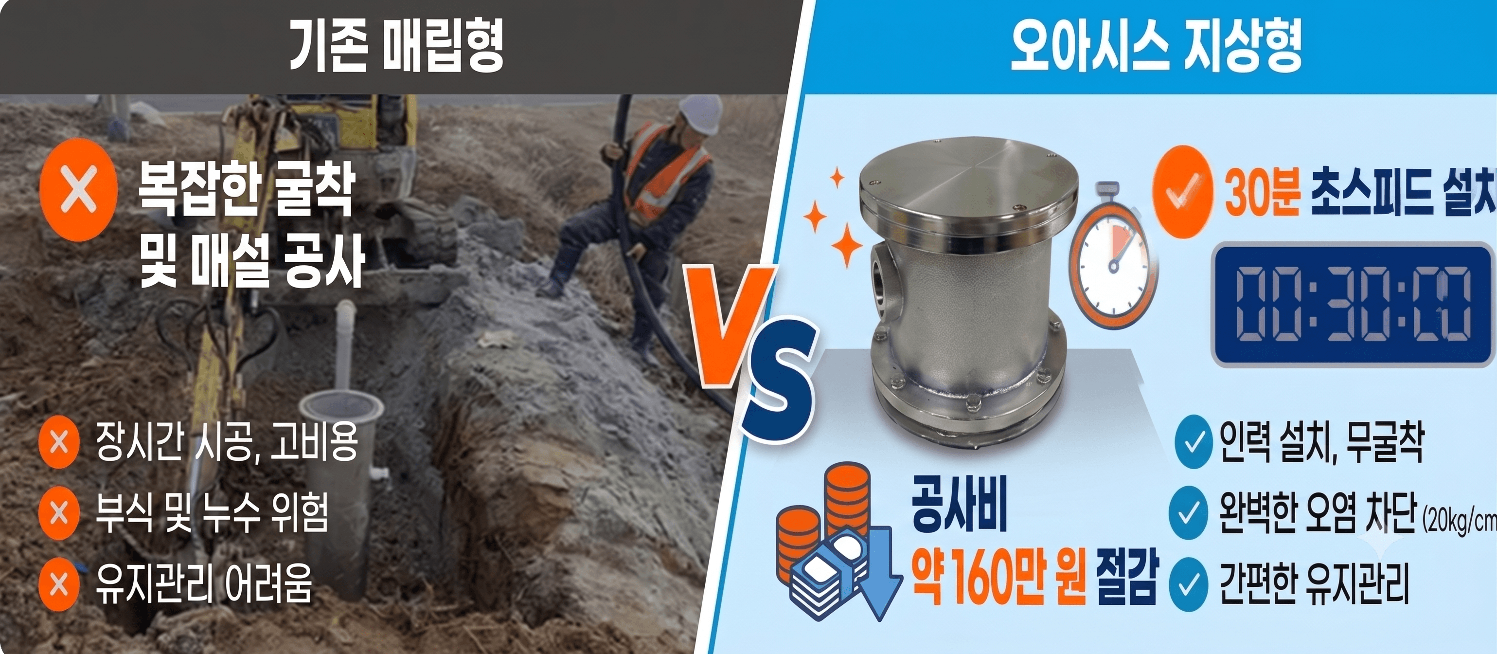 기존 매립형 VS 오아시스 지상형 비교